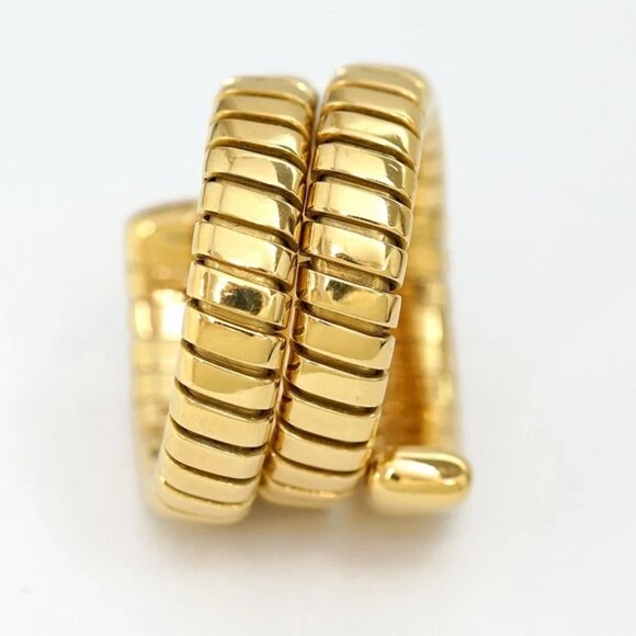 BVLGARI Bulgari Tubogas Snake Ring size US6.5 18k Yellow Gold 750 Auth w/Box - Picture 6 of 8